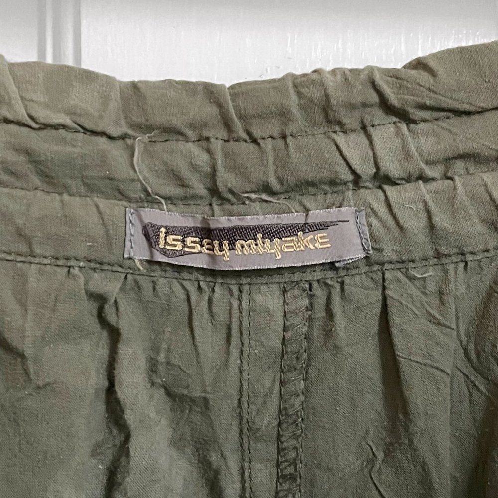 Issey Miyake Set Pants & Top Size 9 M L Green Dye Drawstring Ruching Vintage 90s - Picture 11 of 12